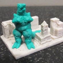 giant lizard attacks city art bakutis gumball jason mini monsters dioramas creatures 3d print model - Mito3D