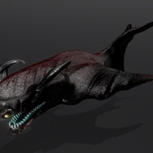 giant lurker game fins body eyes horns hybrid underwater monster creature zbrush textured game-ready big fish 3d print model - Mito3D