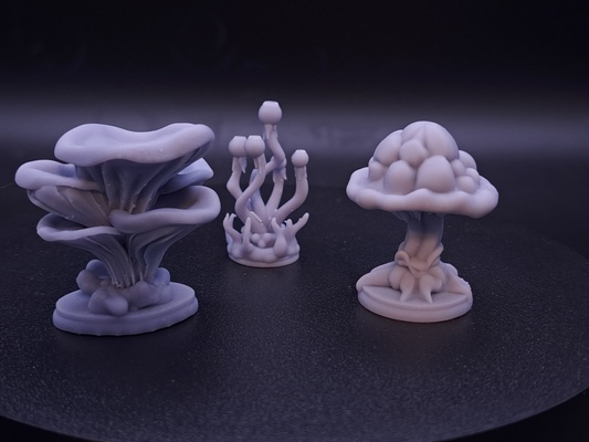 giant mushrooms 32mm scale mushroom ttrpg rpg dungeon dungeons underdark minis assets props 3d print model - Mito3D