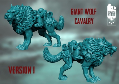 giant wolf cavalry wolves wolf space marine war cavalry hammer thunder  3d print model - Mito3D