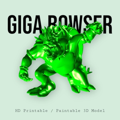 giga bowser hd jeu super fracasser bros 3d impression fdm résine nintendo modèle collectionner ventilateur art vidéo jeu 3d print model - Mito3D