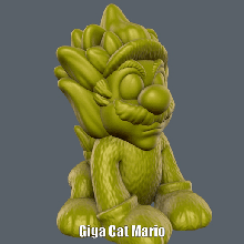 giga cat mario easy print support art animation cartoon figure game model sculpture nintendo supportless 3d print model - Mito3D