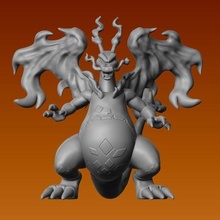 gigantamax charizard 3d printable figure art pokemon pikachu 3dprint anime toy dragon flame 3d print model - Mito3D