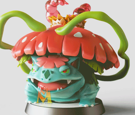gigantamax venusaur ventilador arte pok seg estatueta pokemon mega evolução Admirador Nintendo 3d jogos anime 3D print model - Mito3D
