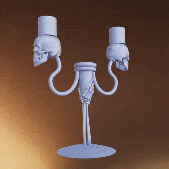 giger candelabra candle holder skull skeleton scary halloween bones anatomy hand lamp 3D print model - Mito3D