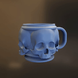 giger inspired mug skull block bank vase cup ornament display toy jar container cartoon decoration halloween 3d print model - Mito3D
