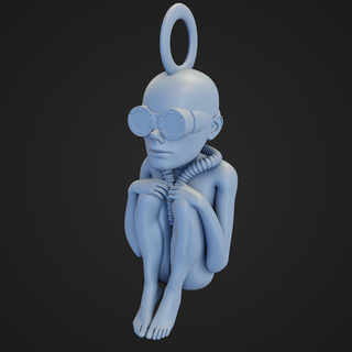 giger key chain jewelry keychain alien art human man anatomy goggles earings pendant charm 3d print model - Mito3D