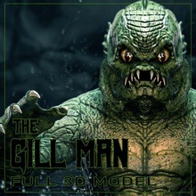 gill man 3d modèle art monstre équipe Gillman créature noir lagune universel monstres horreur 3d print model - Mito3D