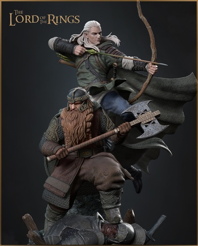 gimli legolas kral of yüzükler sanat büstler sinema 3d print model - Mito3D