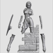 gina stampabile in 3d fantasy girl scena art umana la resina dlp statua rovine figurina figura modello di stampa ascia guerriero ragazza fantasia 3d print model - Mito3D