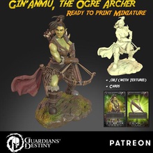 ginanmu ogre archer game character warrior fantasy medieval orc girl woman crossbow 3d print model - Mito3D