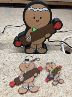 gingerbread boy holding rolling pin bundle led lightbox christmas winter keychain 3d print model - Mito3D