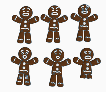 gingerbread flexi articulated man keychain christmas 3d print model - Mito3D