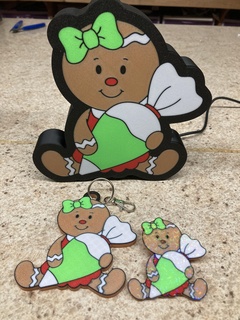 gingerbread girl cake decorator bundle christmas winter led light box keychain pin 3d print model - Mito3D
