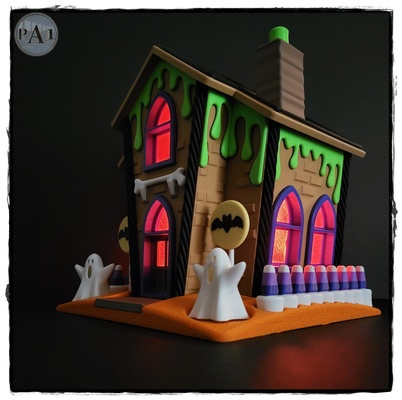 gingerbread haunted house halloween candies candy bowl lamp light tealight candle scary cute kids trick or treat monster horror decoration 3d print model - Mito3D