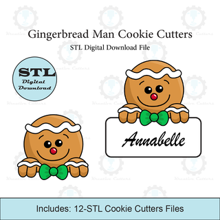 gingerbread man cookie cutter set stl file cutters christmas 3d print model - Mito3D