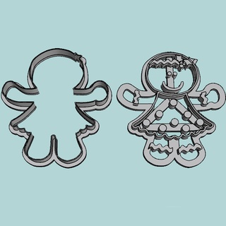 gingerbread woman cutter ginger doll cookie snowflake texture christmas cutters cookies 3d print model - Mito3D