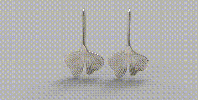 ginkgo gancio orecchino pendente gioielleria oro argento design gioiello moda 3d print model - Mito3D
