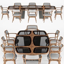 yiorgetti koca adam masa baron sandalye mimari mobilya iç tasarım Odun oturma odası yemek masası ahşap deri 3d print model - Mito3D