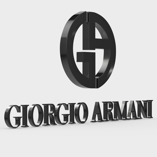 giorgio armani logo moda butik marka giyim tasarım model dükkanı mağaza karakter amblemi stil modelleri sembol lüks aksesuarlar şık trend logotipe baskı yazdırılabilir 3D print model - Mito3D