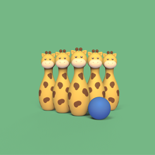 giraffe bowling game cute sculpture animal toy art miniatures cartoon play strike pin 3d print model - Mito3D