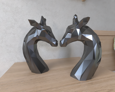 giraffa cuore lowpoly animale geometrico origami arte scultura statua sfaccettato decorativo modello parete Basso poli fantasia 3d print model - Mito3D