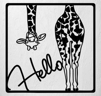 Giraffe Hallo Mauer Kunst 2d Dekoration kreischend Dschungel Tier Flecken Hals 3d print model - Mito3D