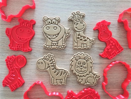 giraffe hippopotamus lion zebra cookie cutters baking kitchen bakery 3d print model - Mito3D