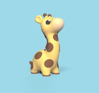 girafe regarder mignonne dessin animé sculpture animal jouet art zoo Afrique safari 3d print model - Mito3D