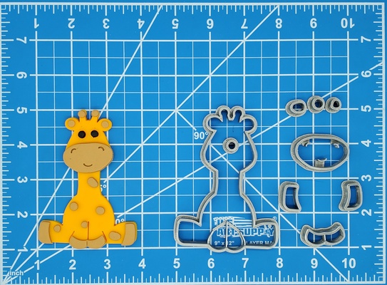 giraffe multipiece fondant cookie cutter set multiple sizes home animal zoo 3d print model - Mito3D