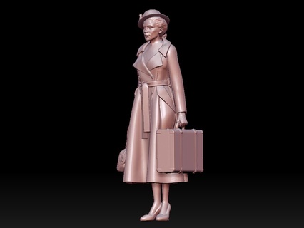 girl woman man young passenger citizen railway station train miniature diorama people passers-by baggage luggage 3d print model - Mito3D