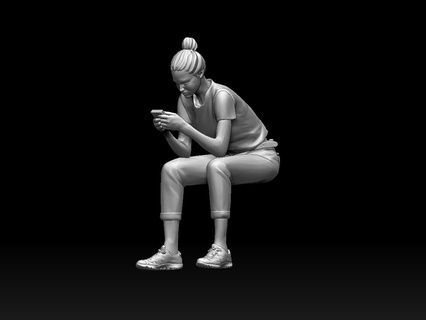 ragazza posa folla carattere umano corpo donna uomo figura Stampa miniatura diorama scultura seduta passeggio ragazzo giovane mobile Telefono 3d print model - Mito3D