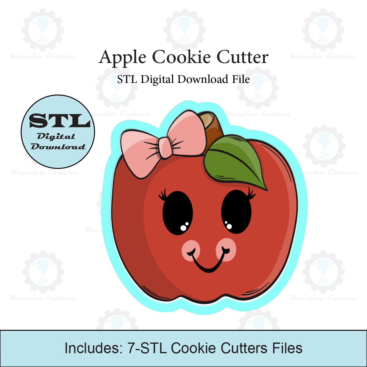 girl apple cookie cutter stl file cutters bow teacher school 3D print model - Mito3D