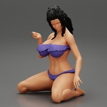girl beach sitting knees 3d print model