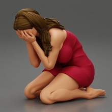 girl crying hiding face 3d print model 3d print model - Mito3D