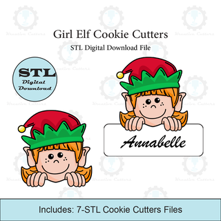 girl elf cookie cutter set stl file Home cutters christmas 3d print model - Mito3D