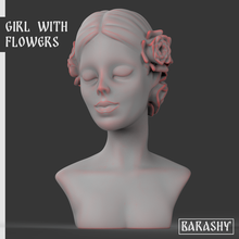 kız Çiçekler güzellik kuyruk heykelcik estetik gençlik tanrıça büst güller Yazdır peri tale dekorasyon manzara 3d print model - Mito3D