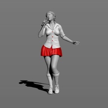 niña micrófono Arte personaje hembra alojamiento humano chaqueta persona estante camisa cantante falda zapatillas habla mujer 3d print model - Mito3D