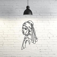 girl pearl earring johannes vermeer line art wall drawing decoration 2d 3d print model - Mito3D