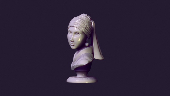 ragazza perla orecchino arte scultura jan vermeer statua arredamento ritratto donna pittura galleria fallimento Stampa femmina classico 3d print model - Mito3D