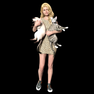 fille jouer chat 4 chats jouant minou chaton corps bottes sol filles bébéfillechat mignon méchants 3d print model - Mito3D