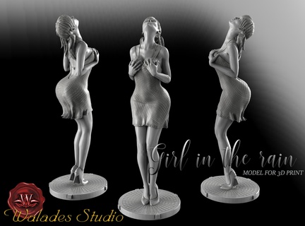 ragazza pioggia arte donna sculture statuetta walades femmina 3d print model - Mito3D
