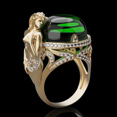 menina anel prata liberdade ouro joalheria imprimível 3d modelo tendência moda projeto zbrush tigre 3d print model - Mito3D
