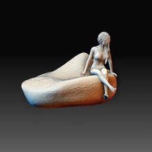 Mädchen Felsen Kunst Charakter druckbar Modell Statue poly 3d print model - Mito3D