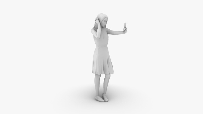 niña selfie bosquejo maqueta miniatura figurilla humano posando personaje imprimible personas diorama figura 3dprint arquitectura modelo terrario hijo mujer miniaturas 3d print model - Mito3D