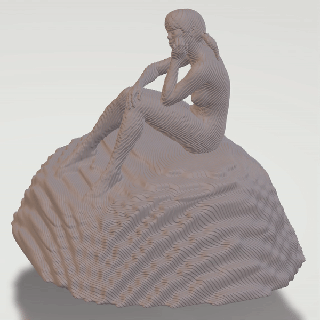 menina sentado Rocha perdido pensamento pedra 3d print model - Mito3D
