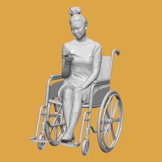 girl wheelchair diorama woman doctor hospital medicine diecast 1 64 body 32 24 mockup miniature human miniatures figurines 3d print model - Mito3D
