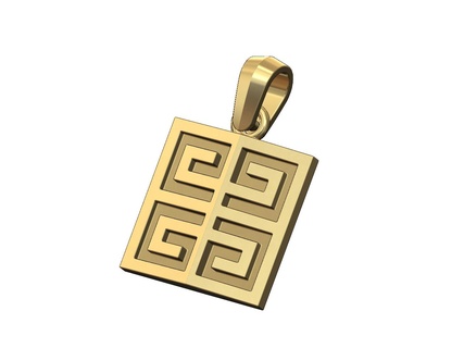 Givenchy griechisch Schlüssel Quadrat Anhänger 3d drucken Modell 3d print model - Mito3D