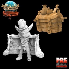 gizzit ere goblin merchant & trader wagon game shop keeper rpg d&d npc dungeons dragons greenskin modular worlds cart shady dealer 3d print model - Mito3D
