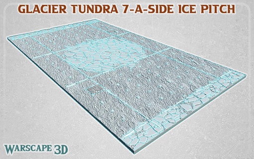 glacier tundra 7-a-side fantasy football pitch field bowl stadium dugout blood mud ice cracked 3d print model - Mito3D